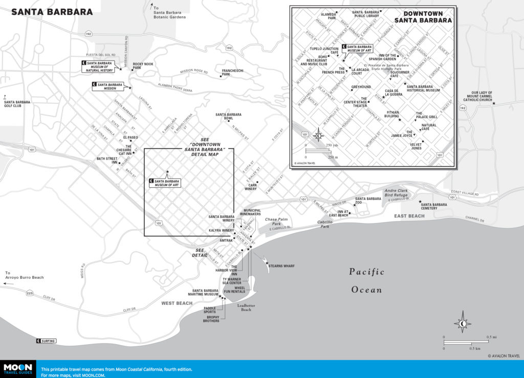 Travel map of Santa Barbara
