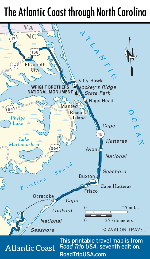 north carolina beaches map The Atlantic Coast Route Across North Carolina Road Trip Usa